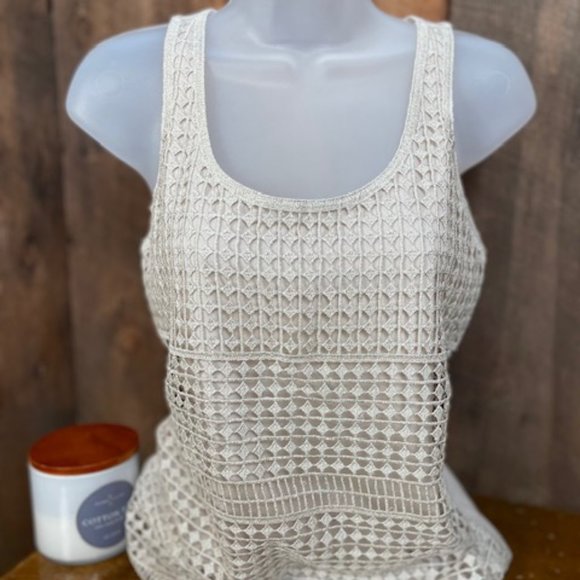 Express Tan Front Lined Shimmer Tank Top - Size X-Small - Picture 2 of 6
